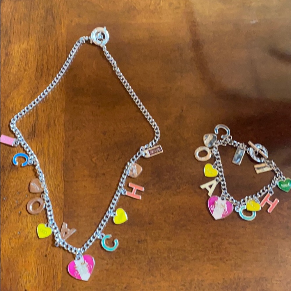 Sterling silver coach necklace and bracelet.